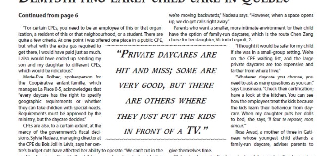 Demystifying early child care in Québec